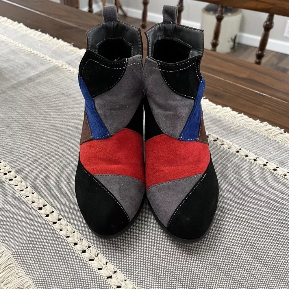 SZ 7.5 Nature Breeze Suede Patchwork Ankle Boots